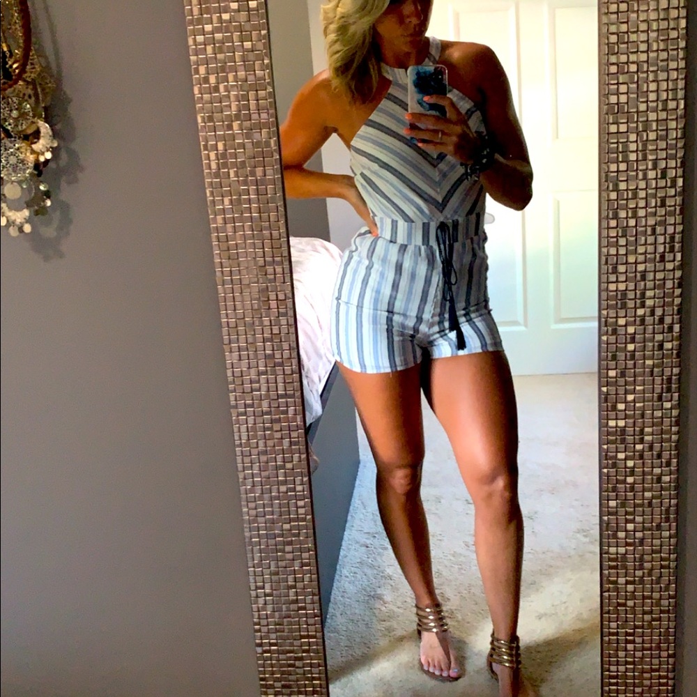 Crystal sky striped romper